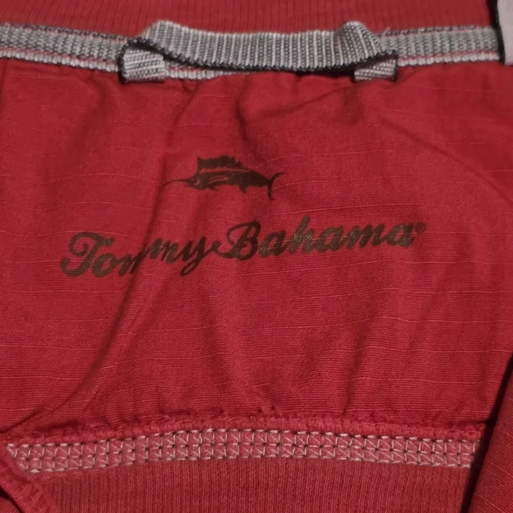 TOMMY BAHAMA Men's Red With Blue Logo Quarter-Zip Pullover Sweatshirt Sz. XL